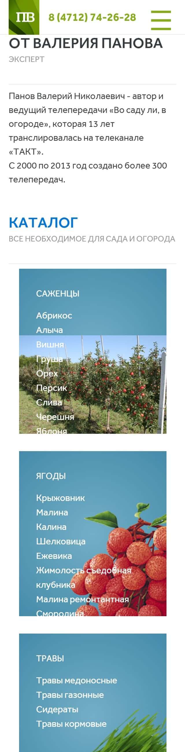 image of the mobile version of the site «Sadovod»